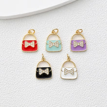 Cargar imagen en el visor de la galería, Colgante para bolso con pavé de circonitas cúbicas, bonitos dijes esmaltados para bolso, dijes chapados en oro de 18 quilates, fabricación de pulseras y collares, accesorios de joyería S1374