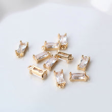 Load image into Gallery viewer, 10pcs Rectangular Charm, Cubic Zircon Crystal Pendant, Bracelet Necklace Pendant, 14K Real Gold Plated, Jewelry Findings HL070-F132