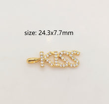 Load image into Gallery viewer, Words Pave Charm, Dear/OMG/Angel/Boss/Amore/Kiss/Lucky/Love, 18K Gold Plated, Necklace Making, CZ Pave Pendant, Jewelry Supplies S20345