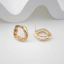 Load image into Gallery viewer, CZ Gold Teardrop Earring Post With Loop, S925 Silver Ear Pin Nickel Free Earrings, Ear Stud Loop, Hypoallergenic Earring Findings ZX182