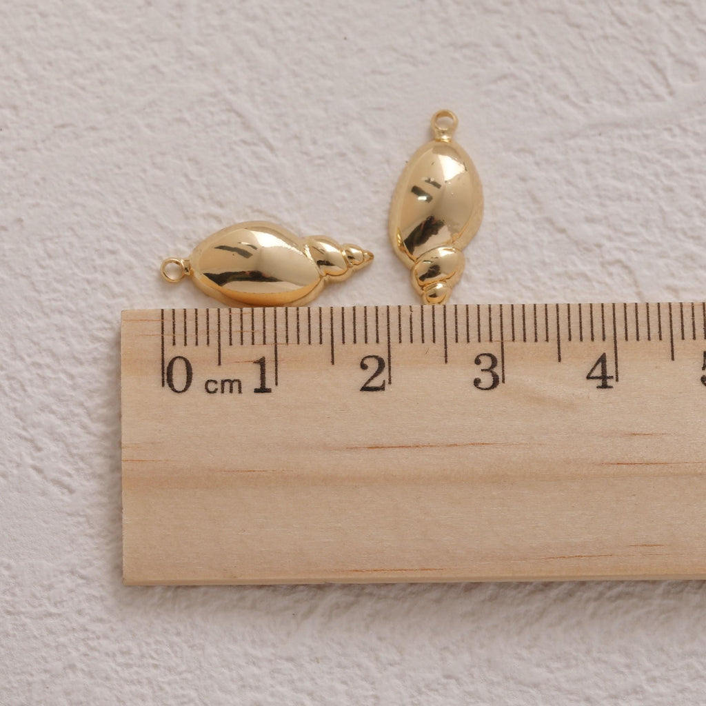 Conch-shaped Earrings Post With Loop, 18K Gold Plated, Nickel Free, Ear Stud Hypoallergenic Earring Findings GZ780