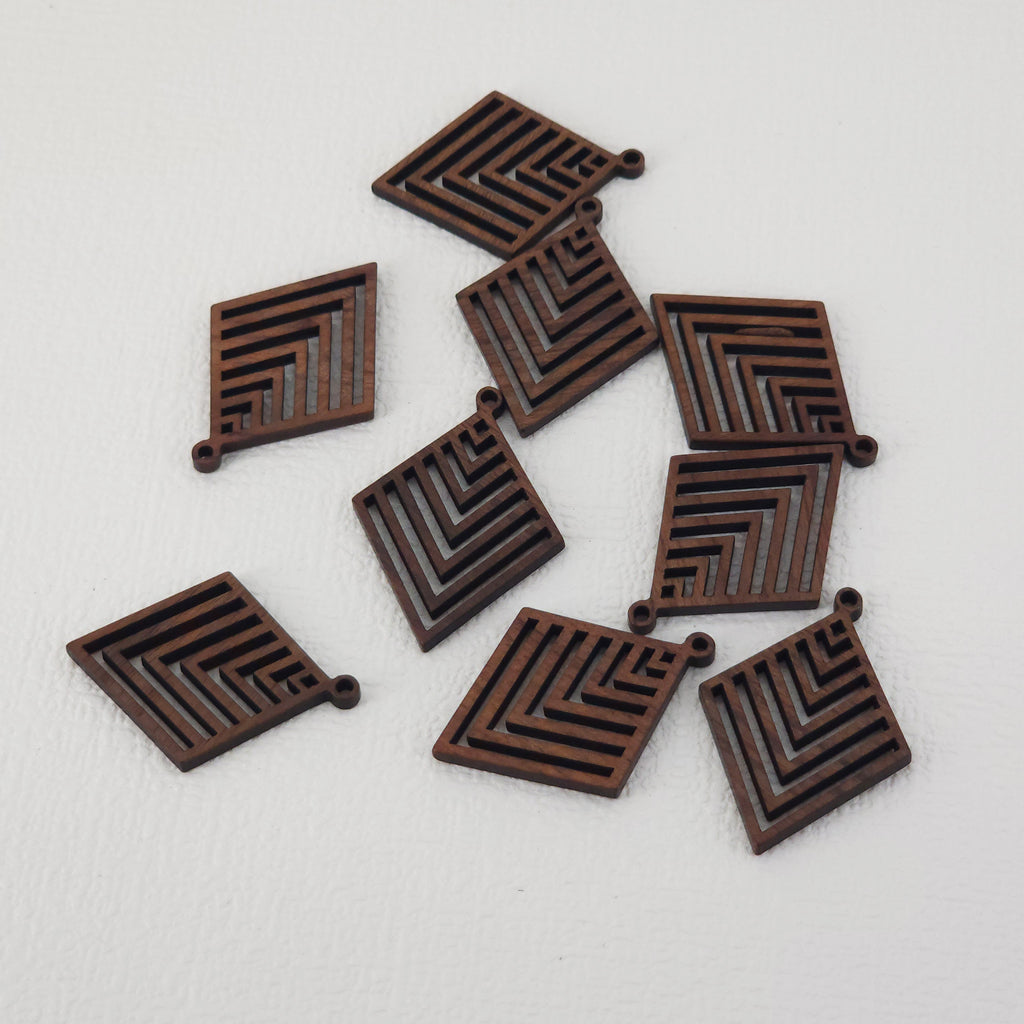 2PCS Rhomboid Wood Charms, Drop Wooden Pendant, Reclaimed Walnut Wood, Geometric Statement Wood Earrings Diy Ideas JT960