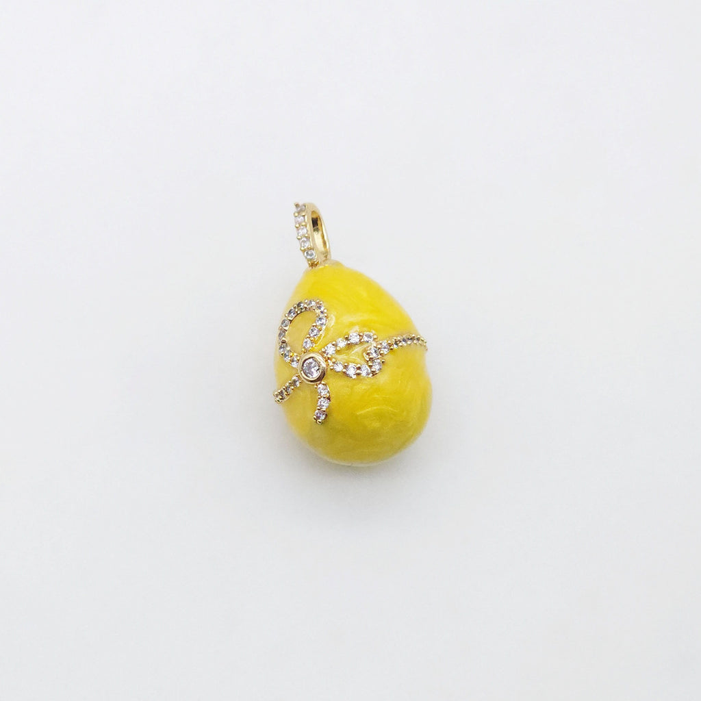3D Enamel Jumbo Egg Pendant, Coral, Yellow, 18K Gold Plated, Bracelet Necklace Pendnats, Jewelry Findings S20574