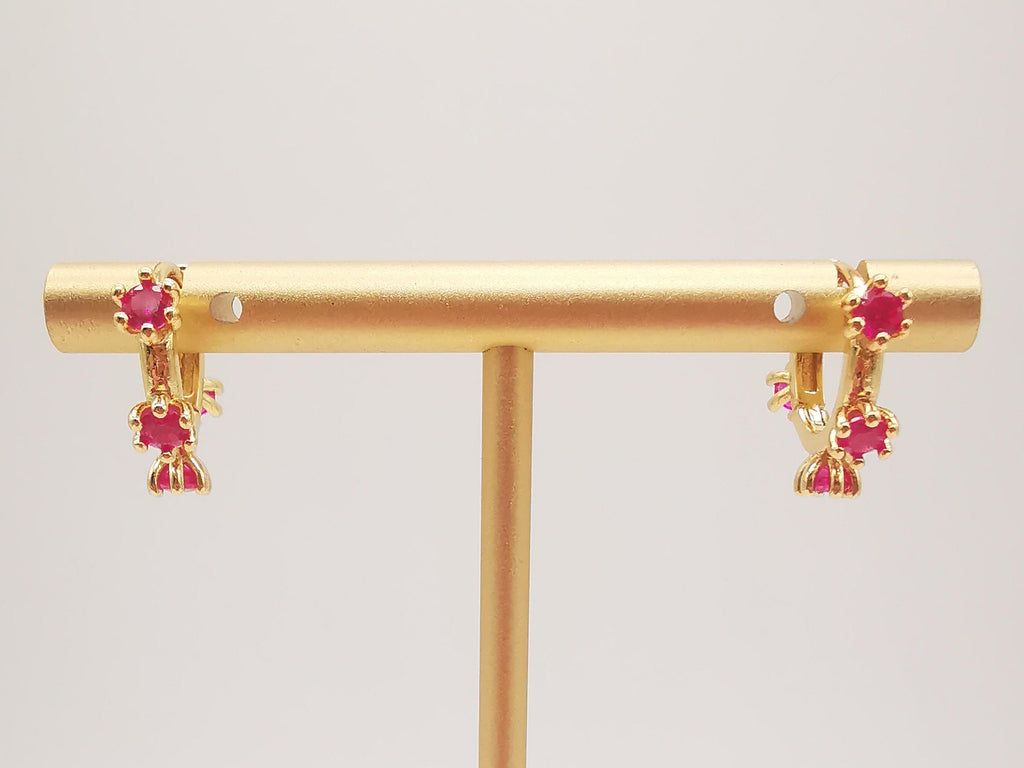 Flower Cubic Ear Hoops Pave Crystal , 16mm, 18K Gold Plated Leverback Earrings, Huggie Hoops Earring S20264