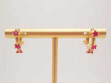 Load image into Gallery viewer, Flower Cubic Ear Hoops Pave Crystal , 16mm, 18K Gold Plated Leverback Earrings, Huggie Hoops Earring S20264