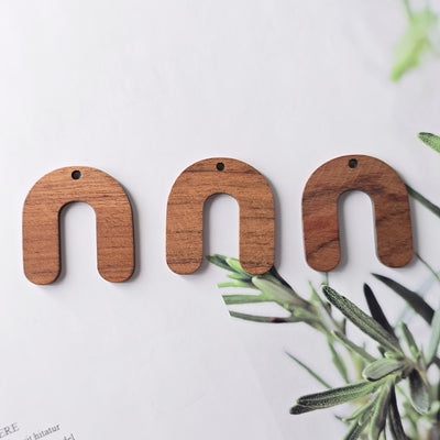 2PCS Geometric Shape Wood Charms, Wooden Pendant, Reclaimed Walnut Wood, Geometric Statement Wood Earrings Diy Ideas JT957