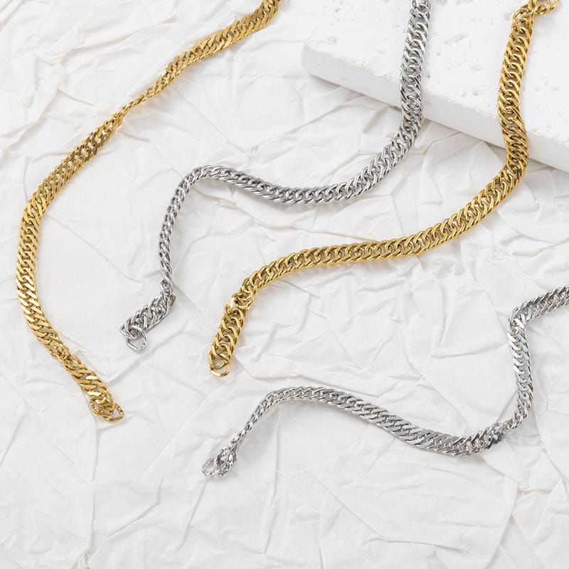 18K Gold Link Chain, Handmade DIY Accessories, 316L Stainless Steel, Sold in 0.5 Meters, ZD015