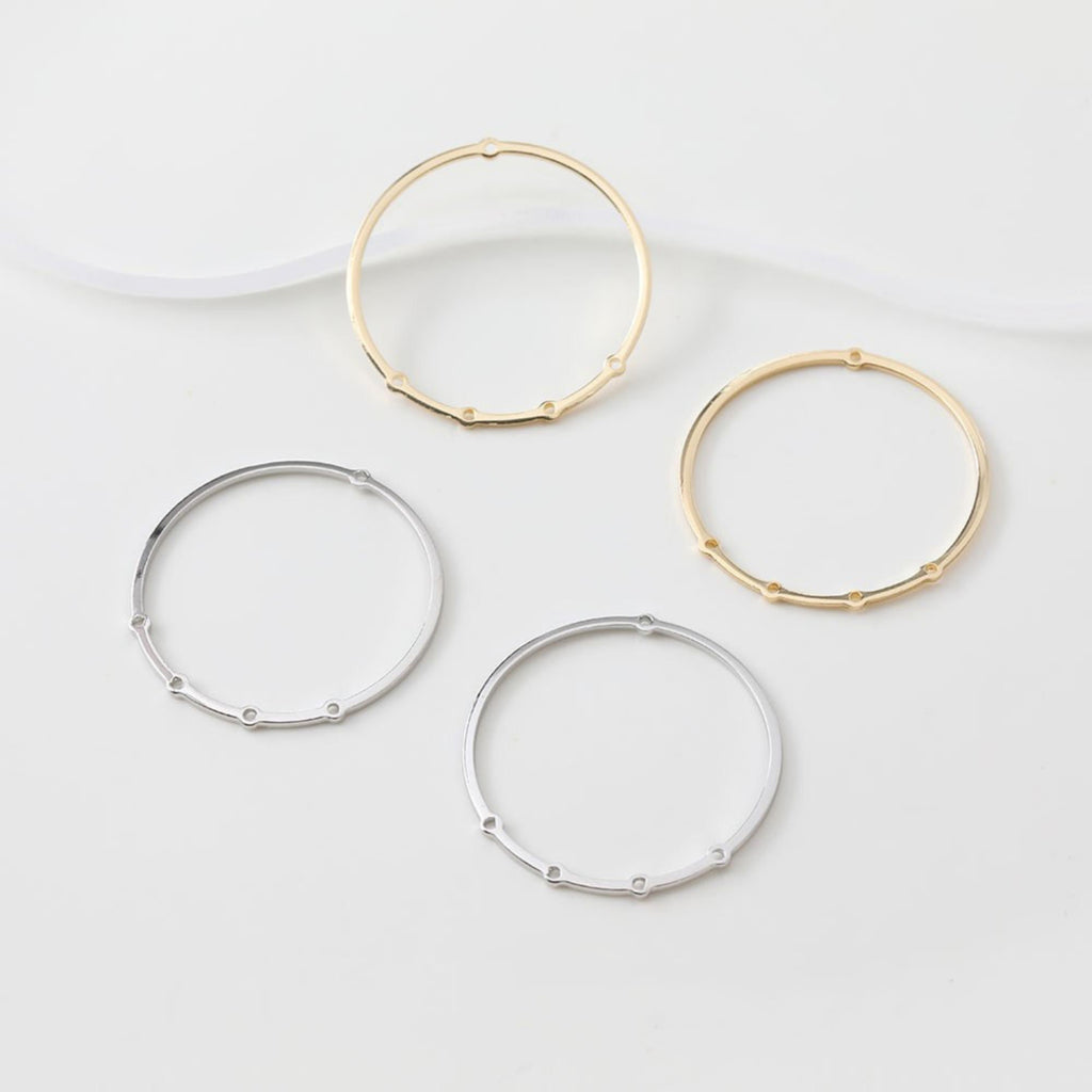 10 colgantes circulares con múltiples agujeros, chapados en oro de 14 quilates y plata, de 31,7 mm, para hacer aretes, accesorios de joyería JG045