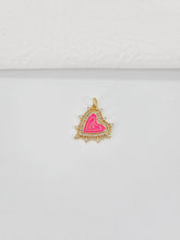 Load image into Gallery viewer, Enamel Heart Charm, 18K Gold Plated Heart Pendant, CZ Pave, Necklace Bracelet Making Pendant S20779