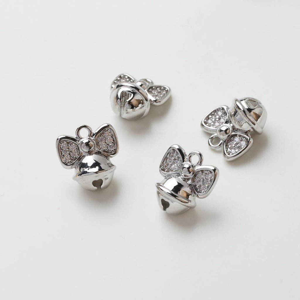 Bow Tie Charm, Bow Tie Bell Charm, Cubic Pendant, Earring Pendants, Real Gold Plated Brass Earring Charms, Jewelry Findings GZ729