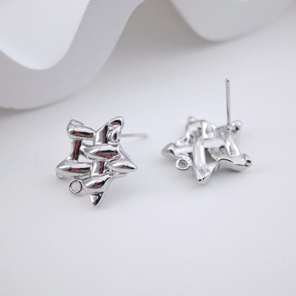 Star Shape Post Earrings, Gold Earring Post with Loop, Hypoallergenic, Earring Findings, Handmade Earring Supplies D0047