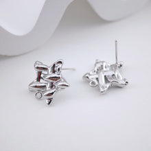 Load image into Gallery viewer, Star Shape Post Earrings, Gold Earring Post with Loop, Hypoallergenic, Earring Findings, Handmade Earring Supplies D0047