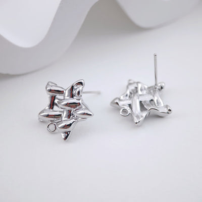 أقراط على شكل نجمة، عمود ذهبي مع حلقة، مضاد للحساسية، نتائج الأقراط، لوازم صنع الأقراط يدويًا D0047