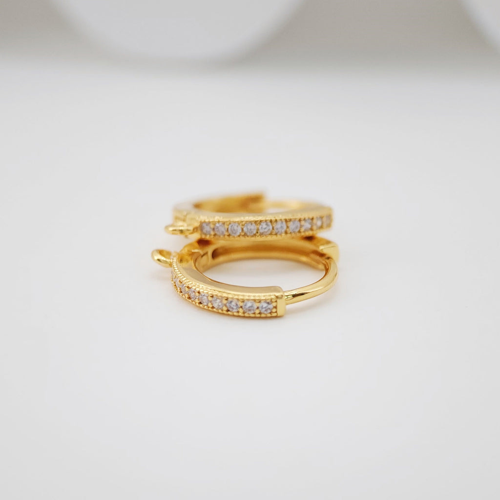 6PCS Crystal Cubic Ear Hoops, 15x16mm 18K Gold Plated Leverback Earrings, Huggie Hoops Earrings, earring findings for Jewelry Making S832