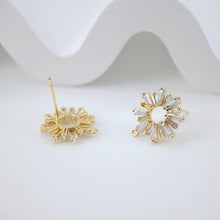 Load image into Gallery viewer, Cubic Zirconia Circle Post Earrings,Gold Plated Earring Post with Loop,Hypoallergenic,DIY Earring Findings,Handmade Earring Supplies D0034