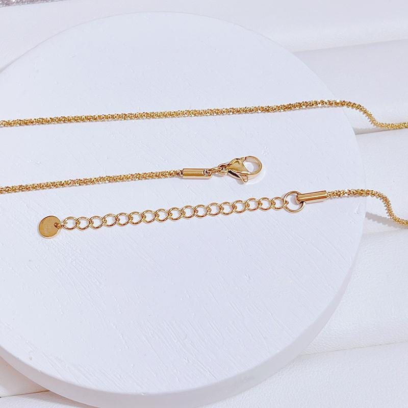 18K Sparkling Necklace, 316L Stainless Steel, Ready to Wear Necklace, 40+5cm/17.7 inch ZD007