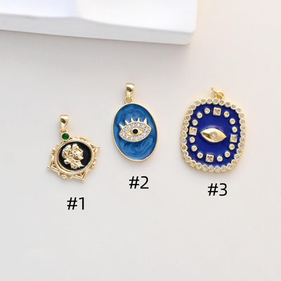 سحر عين الشر، مطلية بالذهب عيار 18 قيراطًا، سحر عين من المينا، مرصعة بأحجار الزركونيا المكعبة، قلادة عين الشر، سحر صنع القلائد، نتائج المجوهرات S1336