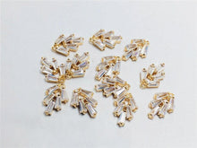 Load image into Gallery viewer, 5pcs CZ Pave Leaves Charm, Cbuic Zircon Crystal Leaf Pendant, Bracelet Necklace Pendant, Gold Plated Charm,Jewelry Findings L003-F280