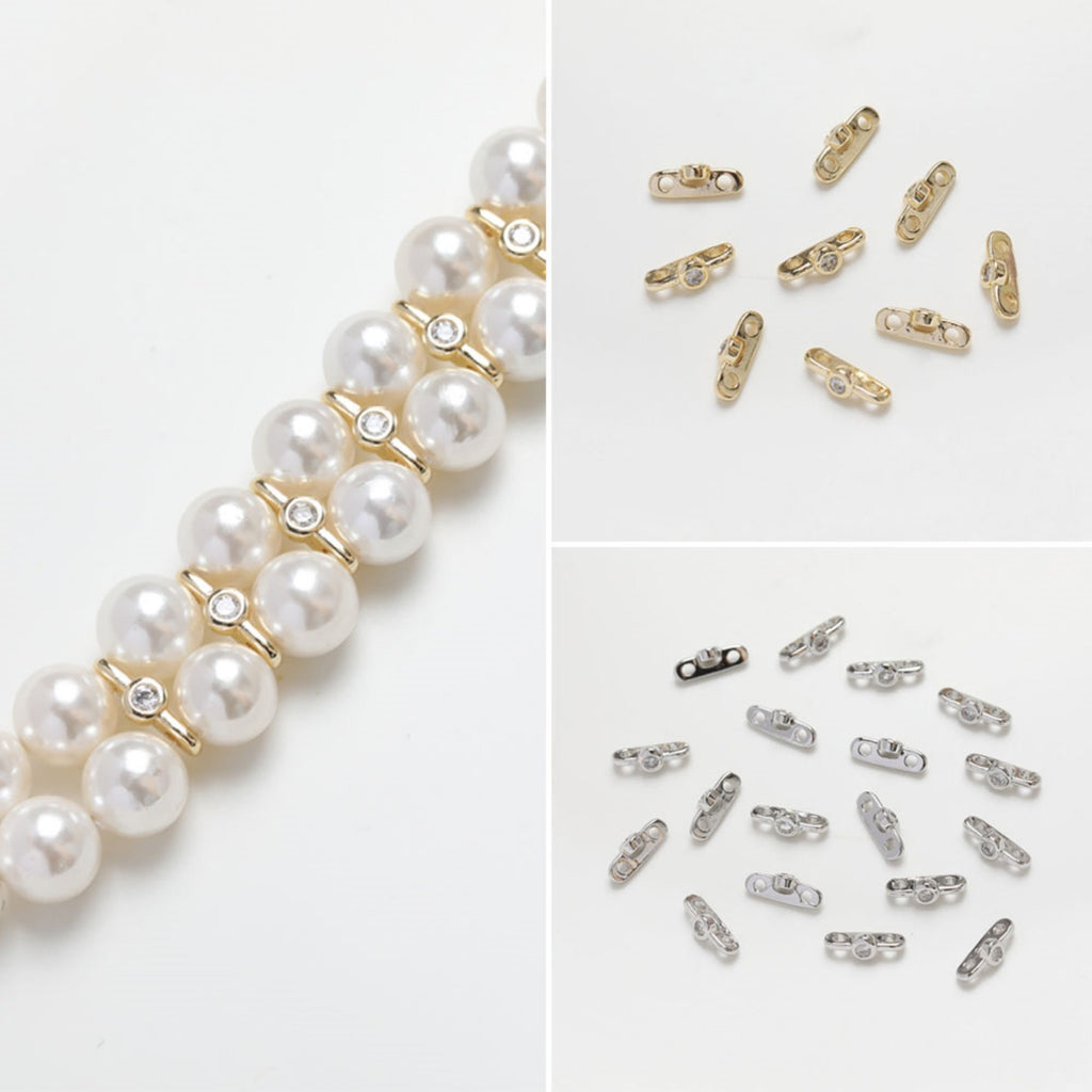 Two hole spacer beads, 14K gold plated, round zirconia hole beads, necklace and earring making beads, jewelry findings SC011