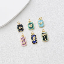Load image into Gallery viewer, Enamel Card Charms Collections, Evil Eye, Flower Pendant, Owl Pendant , 18K Gold Plated, Necklace Making Charms, Jewelry Findings S1373