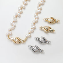 Cargar imagen en el visor de la galería, Cierre magnético tipo apretón de manos, un par, chapado en oro de 14 quilates, 31,4 x 12,4 mm, cierre con presilla, conector, cierre para hacer pulseras ZZ039