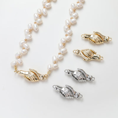 مشبك مغناطيسي للمصافحة، زوج واحد، مطلي بالذهب عيار 14 قيراطًا، 31.4 × 12.4 مم، مشبك بحلقة، موصل، مشبك صنع الأساور ZZ039