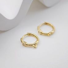 Load image into Gallery viewer, Helical zircon Earring Hoop, Gold Plated Huggie Hoop Earring with Loop, Huggie Hoops DIY Earring  Findings,Handmade Earring Supplies D0098