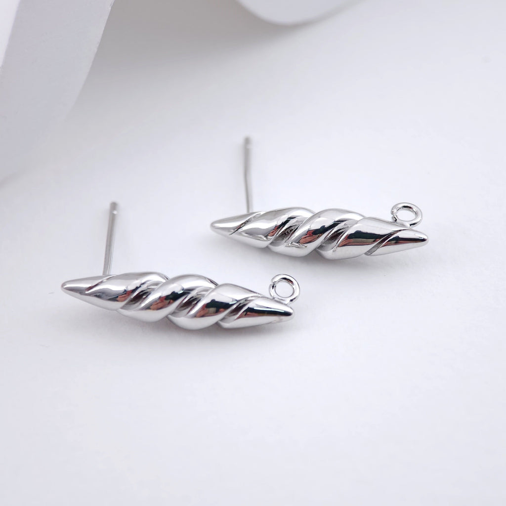 Pendientes de poste trenzado, pendientes de poste trenzado dorados con aro, hipoalergénicos, accesorios para pendientes, suministros para pendientes hechos a mano D0052