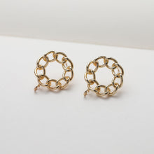 Load image into Gallery viewer, Round Chain Post With Loop, 14k Gold/Silver Chain Round Stud Earring Nickel Free, S925 Ear Pin Hypoallergenic Earring Findings GE113