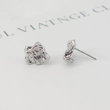 Load image into Gallery viewer, 10pcs Irregular Earring Post with Loop, 14K White Gold Plated, S925 Silver Pin Nickel Free Earrings, Knot Ear Stud with Loop ZX147