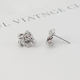10pcs Irregular Earring Post with Loop, 14K White Gold Plated, S925 Silver Pin Nickel Free Earrings, Knot Ear Stud with Loop ZX147