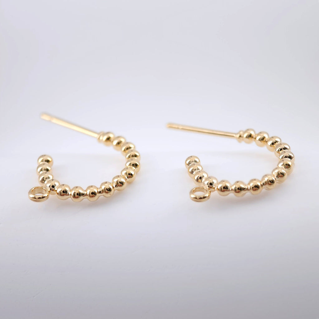 Pendientes de cuentas en forma de C, chapados en oro de 18 quilates con aro, accesorios para pendientes DIY, materiales para pendientes hechos a mano ZX238