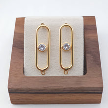 Load image into Gallery viewer, 4pcs Oval Shape Earring Post With Loop, S925 Silver Pin Nickel Free Earrings, Crystal Gemstone Stud, Hypoallergenic Earring Findings ZX195