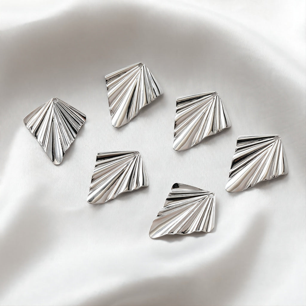 Rhombus Shaped Ruffled Textured Pendant, Charm, 14K Gold/Silver Plated, Jewelry Making Findings JH014