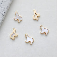 Load image into Gallery viewer, Dainty Polar Bear Charm, Mother of Pearl Charm, 15mm, 14K Gold Plated Polar Bear Charm for Jewelry Making GS012