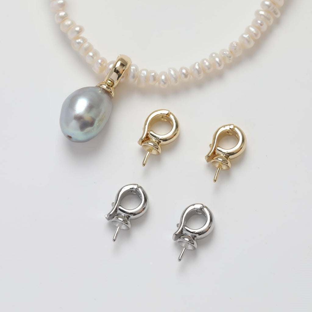 6pcs- 14K Gold Plated Pendant Top with Peg Bail, CZ Pave Pendant Snap on Bails, Clasp Link Connector, 12mm Jewelry Making GZ328