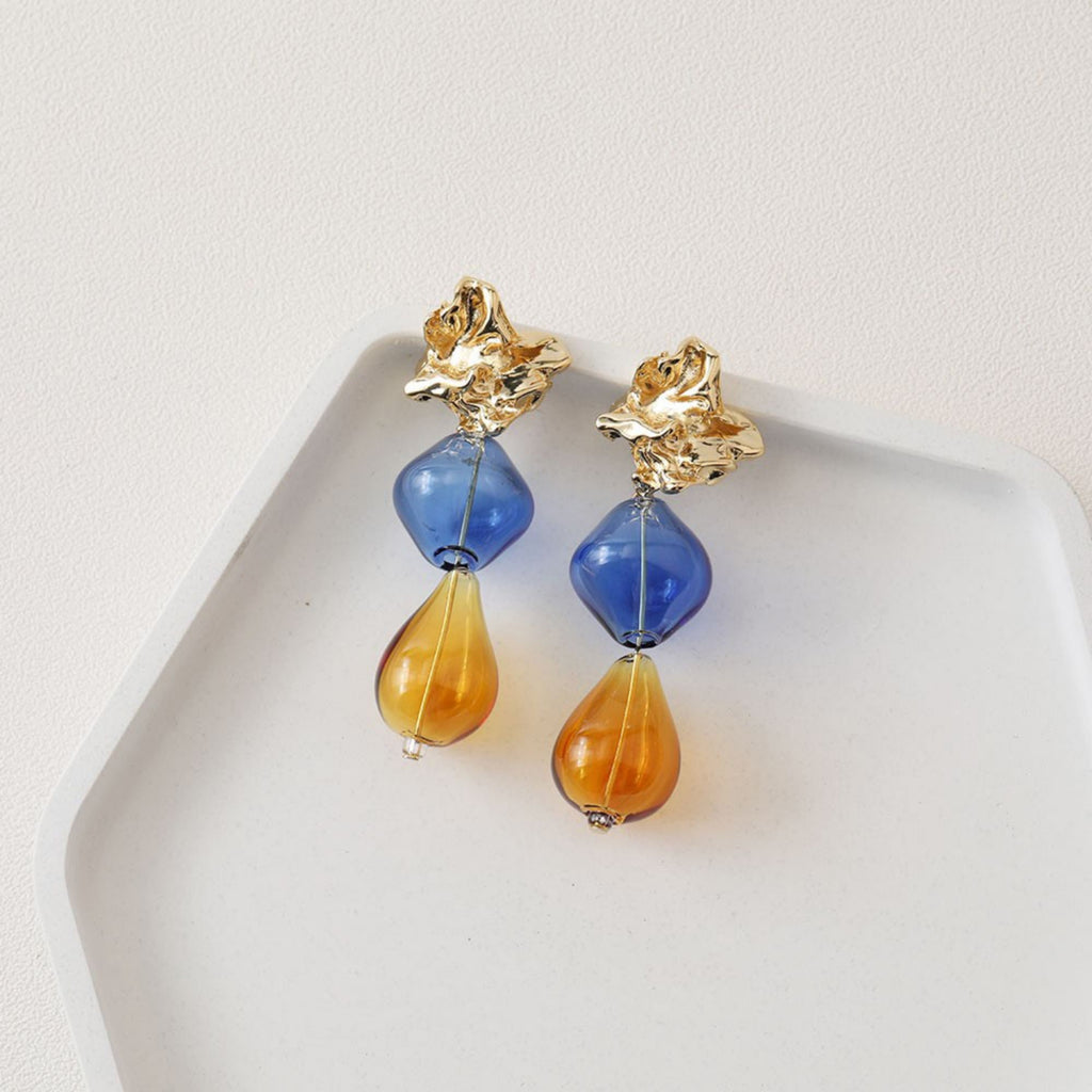 Glass Bubble Beads, Teardrop Hollow Glass Beads, Colorful Hand Blown Hollow Round Globes for Jewelry Making, DIY Beads Finding GZ562