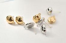 Load image into Gallery viewer, Irregular Stone Ear Post With Loop, S925 Silver Ear Pin Nickel Free, Gold/Silver Ear Stud, Hypoallergenic Earring Findings YL008-ZX7010