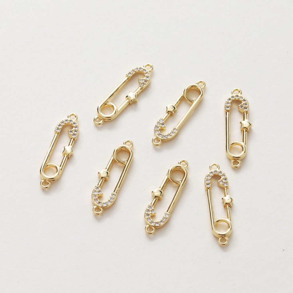 موصل دبوس أمان دانيتي، قلادة دبوس، أقراط مطلية بالذهب/الفضة عيار 14 قيراطًا، نتائج صنع المجوهرات JG010