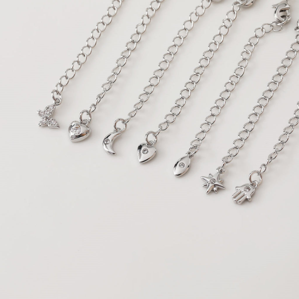 سلسلة تمديد بمشبك مخلب جراد البحر بطول 73.4 مم، يد، قمر، فراشة، قلادة مطلية بالذهب عيار 14 قيراطًا، نتائج صنع السوار ZZ047