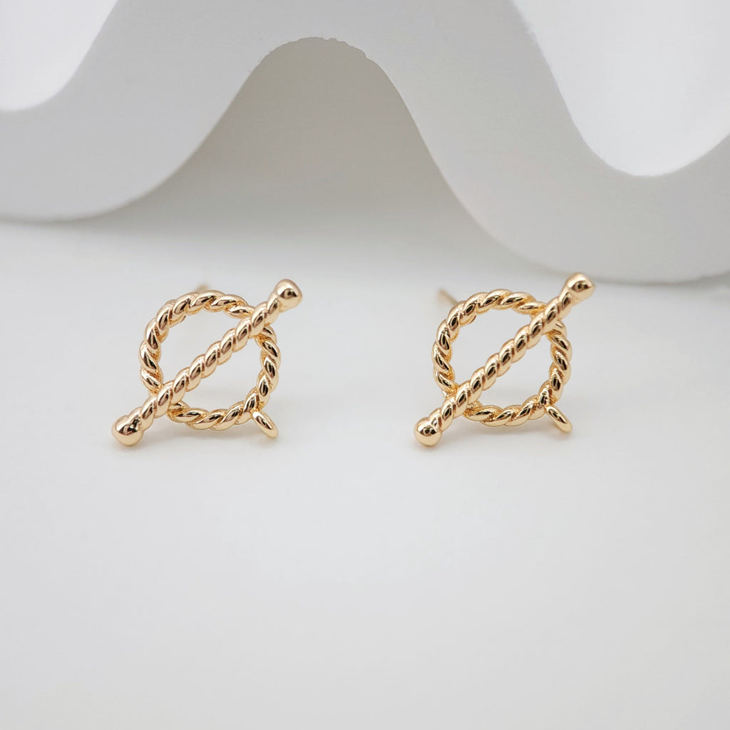 10pcs 14K Gold Round Post With Loop, Round Stud Earring Nickel Free, 16x12mm, Hypoallergenic Earring Findings Z084