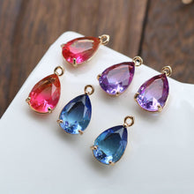 Load image into Gallery viewer, 10pcs- Crystal Tiny Teardrop Charms, 14K Gold/Silver Plated Teardrop Pendant, 10*14mm, Jewelry Findings HL046-F122