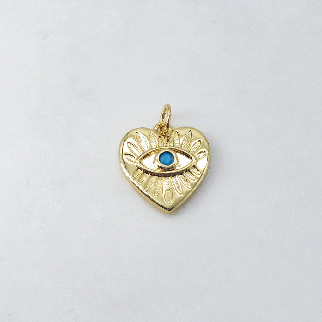 Dije de ojo malvado en forma de corazón, colgante de ojo esmaltado bañado en oro de 18 quilates, dije para hacer collares, accesorios de joyería S20624