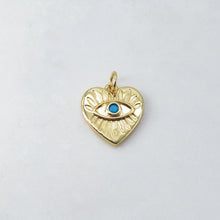 Cargar imagen en el visor de la galería, Dije de ojo malvado en forma de corazón, colgante de ojo esmaltado bañado en oro de 18 quilates, dije para hacer collares, accesorios de joyería S20624