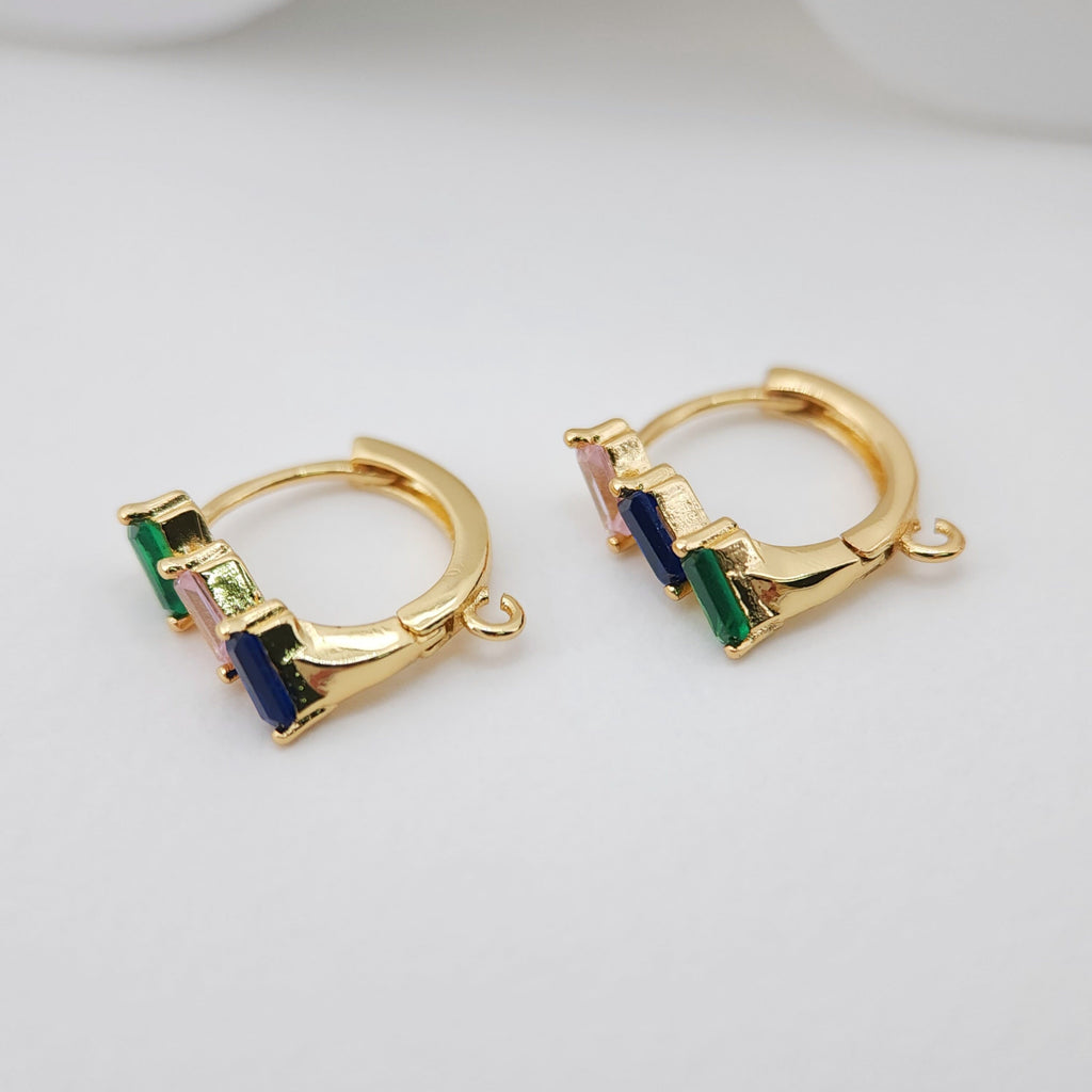 أقراط أذن مكعبة مرصعة بالكريستال مع حلقة، 13 مم، مطلية بالذهب عيار 18 قيراطًا، أقراط دائرية كبيرة S1057