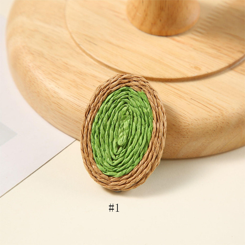 4 piezas de accesorios para pendientes de tejido de paja, fabricación de pendientes bohemios, bonitos pendientes de estilo vacacional para niñas, accesorio para pendientes hecho a mano BS001