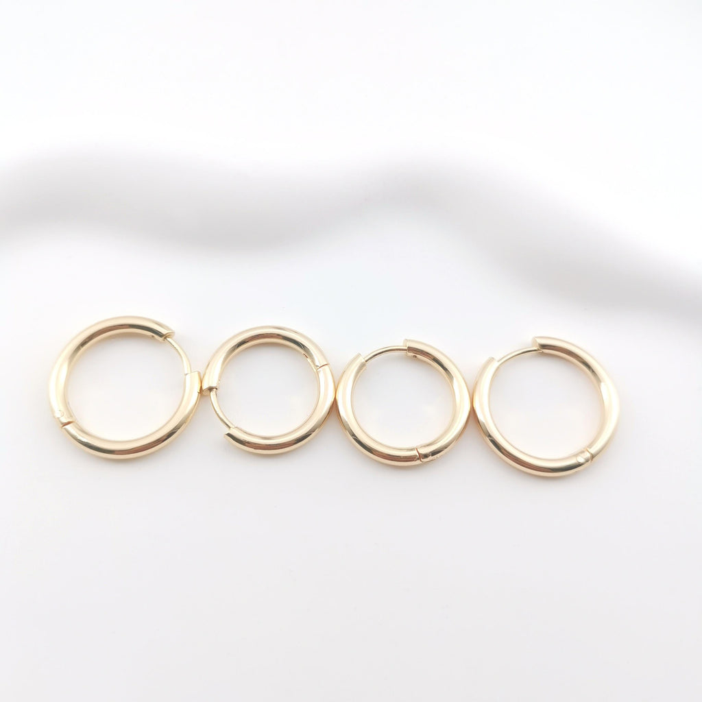 Ear Hoops, 19mm, 21mm, 18K Gold Plated Leverback Earrings, Huggie Hoops Earring ZX091