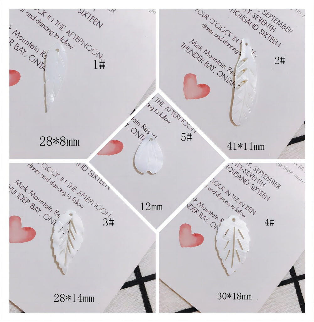 10 colgantes de concha en forma de hoja, dijes de concha, accesorios para aretes y bisutería MY086