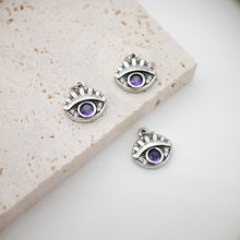 Load image into Gallery viewer, Evil Eye Charm, 18K Gold Plated Micro CZ Pave Eye Pendant, 12x13mm, Necklace Making Charm, Jewelry Findings S326