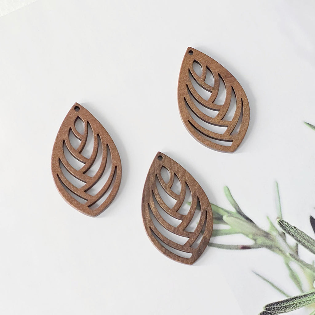 10PCS Leaf Shape Wood Charms, Wooden Pendant, Reclaimed Walnut Wood, Geometric Statement Wood Earrings Diy Ideas JT1012